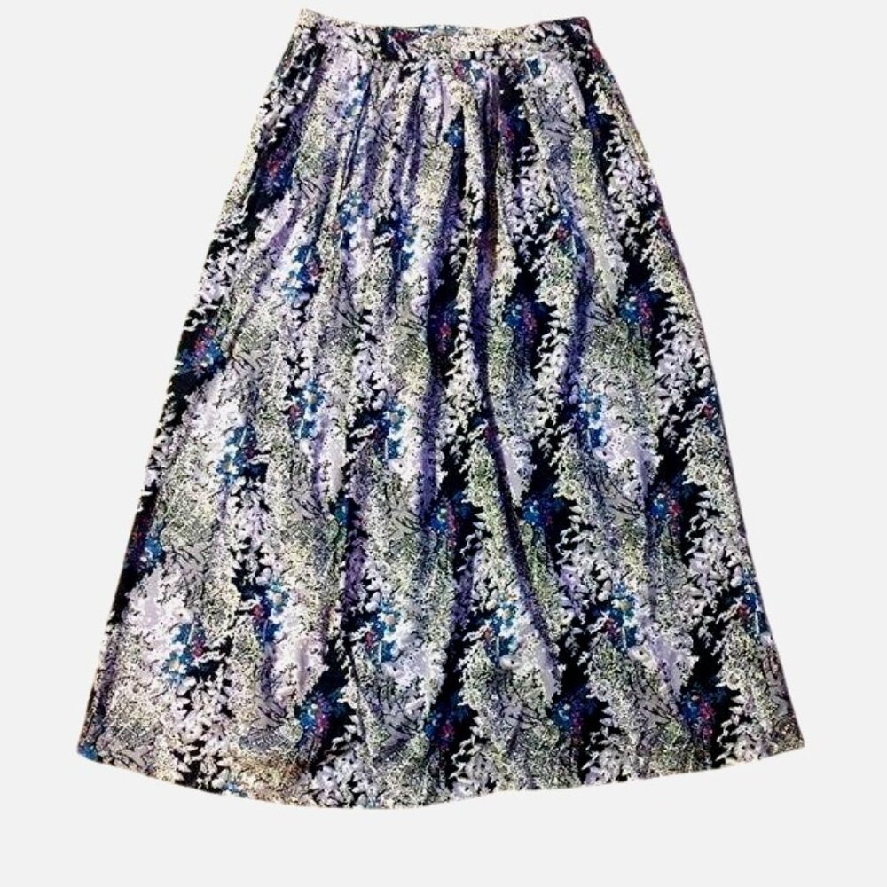 Vintage Code 7 New York Skirt Size 9 Black Gray Blue Red Tan Floral Pockets Used - Picture 3 of 14